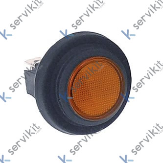 Interruptor pulsante medida de montaje ø25mm redondo naranja 2NO/lámpara 250V 16A iluminado