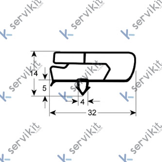 junta para frigorífico perfil 9797 An 1680mm L 580mm medida inserción