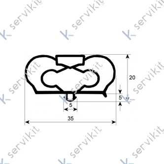 Burlete 1433x668mm pvc gris Infrico armario frio-congelacion