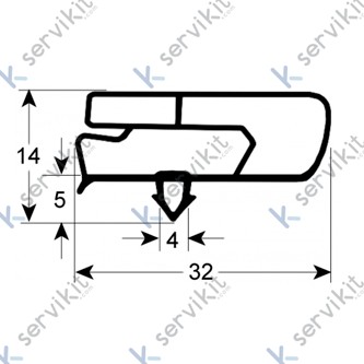 Burlete 782x467mm pvc gris armario frío-congelación Edesa Edenox