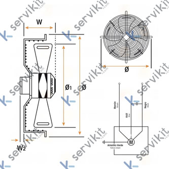 Ventilador ø350mm 134w 230v 50/60hz