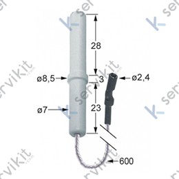 Bujía encendido 6.5x55mm con cable 600mm