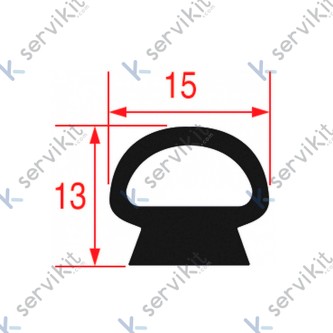 Burlete silicona 15d con cola 1metro horno salva