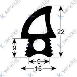 Burlete Silicona PERFIL:22x15mm L:1780mm