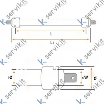 Resistencia cuarzo 230v 400w 380mm