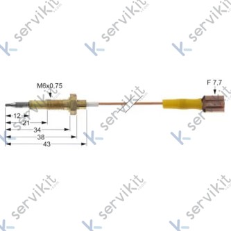 Termopar con cable m6x0.75 750mm Bertos