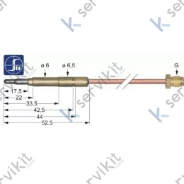 Termopar cabeza lisa m8x1 850mm