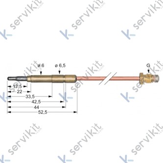 Termopar interrumpido m9x1 1000mm para cocción