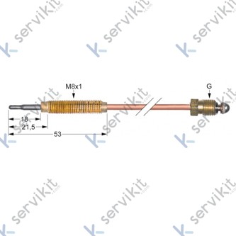 Termopar cabeza roscada m9x1 1500mm cocción industrial