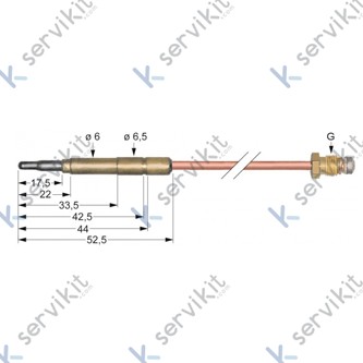 Termopar cabeza lisa m8x1 600mm para cocina