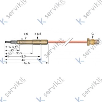 Termopar cabeza lisa m8x1 1000mm cocina Junkers