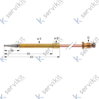 Termopar cabeza lisa m8x1 330mm diamtro 5 cocina Potis