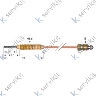 Termopar cabeza roscada m8x1 800mm