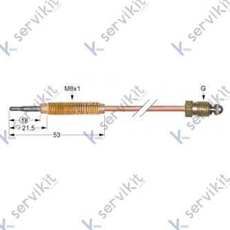 Termopar cabeza roscada m9x1 320mm cocina Sit
