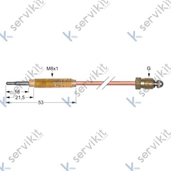 Termopar cabeza roscada m8x1 600mm