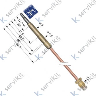 Termopar cabeza lisa m8x1 1000mm Sit coccion