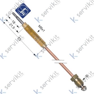 Termopar cabeza roscada m9x1 600mm cocina industrial