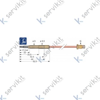 Termopar cabeza lisa m8x1 1200mm para cocción