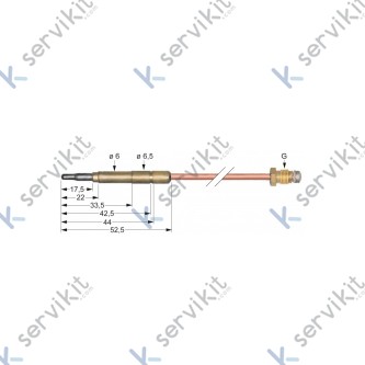 Termopar cabeza lisa m8x1 320mm cocina industrial