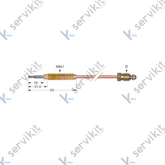 Termopar cabeza roscada m9x1 320mm cocción industrial