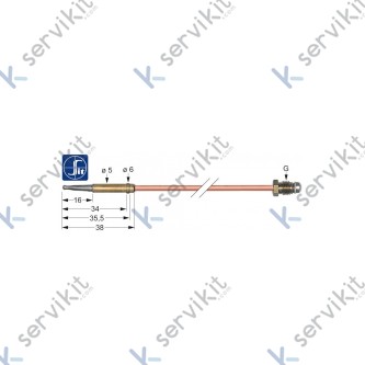 Termopar cabeza lisa m8x1 600mm Sit