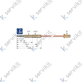 Termopar cabeza lisa m9x1 320mm cocina