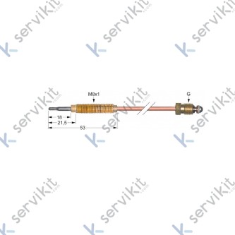 Termopar cabeza roscada m10x1 600mm cocina industrial