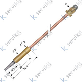 Termopar cabeza lisa m10x1 longitud 600mm diametro 6mm Junkers