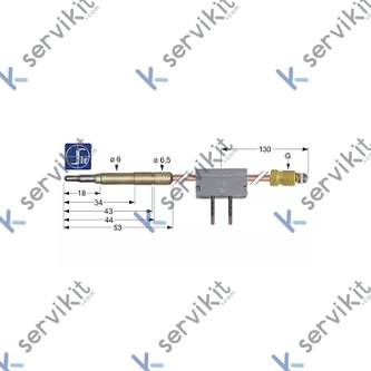 termopar SIT con interruptor M9x1 L 320mm clavija ø6,0mm conexión para soldadura