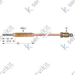 Termopar cabeza roscada m9x1 1500mm cocción industrial