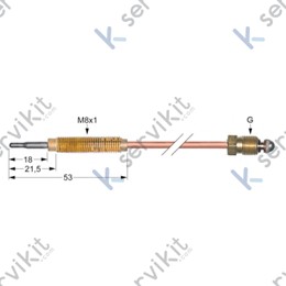 No hay imagen establecida Termopar cabeza roscada m9x1 600mm