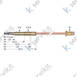 Termopar cabeza lisa m8x1 600mm para cocina