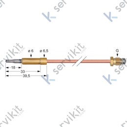 Termopar cabeza lisa m10x1 l=1000mm