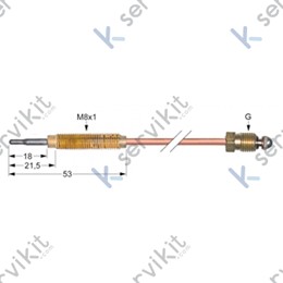 Termopar cabeza roscada m10x1 450mm Junkers 