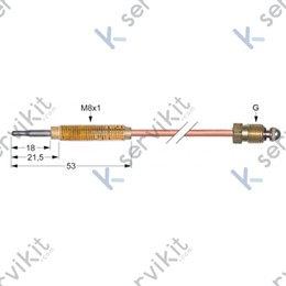 Termopar cabeza roscada m8x1 800mm