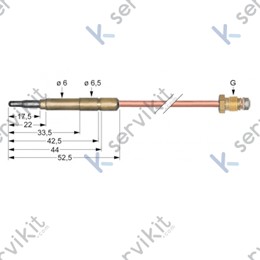 Termopar cabeza lisa m9x1 l=400mm sit