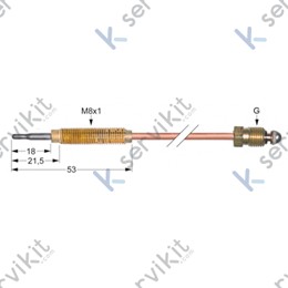 Termopar cabeza roscada m9x1 320mm cocina Sit