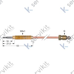 Termopar cabeza roscada m8x1 600mm