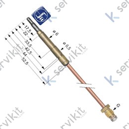 Termopar cabeza lisa m8x1 1000mm Sit coccion