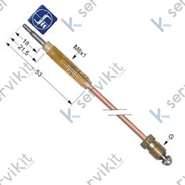 Termopar cabeza roscada m8x1 600mm Sit