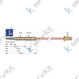 Termopar cabeza lisa m8x1 1200mm para cocción