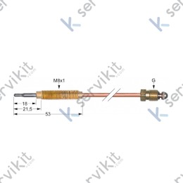 Termopar cabeza roscada m9x1 320mm cocción industrial