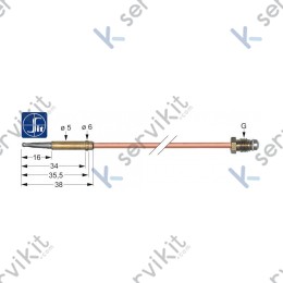 Termopar cabeza lisa m8x1 600mm Sit