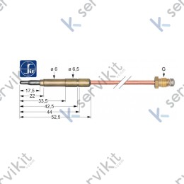 Termopar cabeza lisa m9x1 320mm cocina