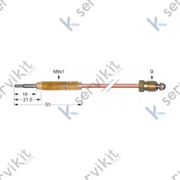 Termopar cabeza roscada m10x1 600mm cocina industrial