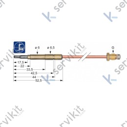 Termopar cabeza lisa m10x1 400mm Sit