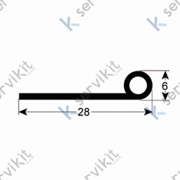 Junta de goma puerta lavavajillas 445mm 28x6mm Ata