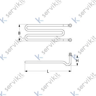 resistencia 2000W 230V espirales 1 L 318mm An 85mm H 26mm rosca M12x1 distancia de sujeción 77mm