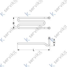 resistencia 2000W 230V espirales 1 L 318mm An 85mm H 26mm rosca M12x1 distancia de sujeción 77mm