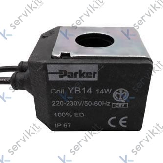 Bobina de electroválvula Parker YB14 con cable 230V 14W